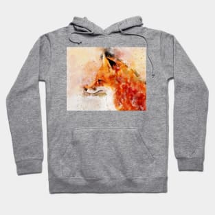 Red Fox Watercolor Portrait 03 Hoodie